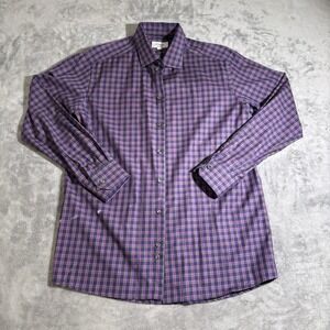 Eton Dress Shirt Mens 17.5 44 Purple Button Up Contemporary York Plaid